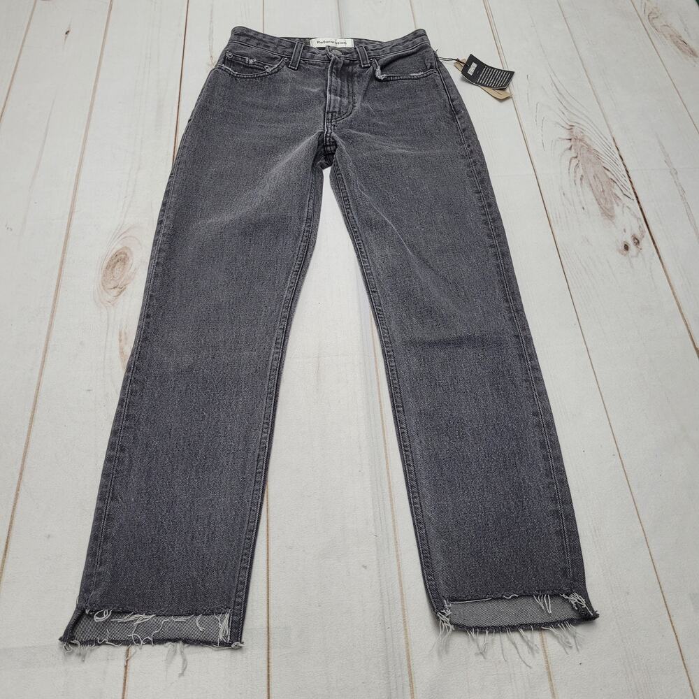 Reformation high rise cigarette jeans crop cropped java gray NWT raw step hem